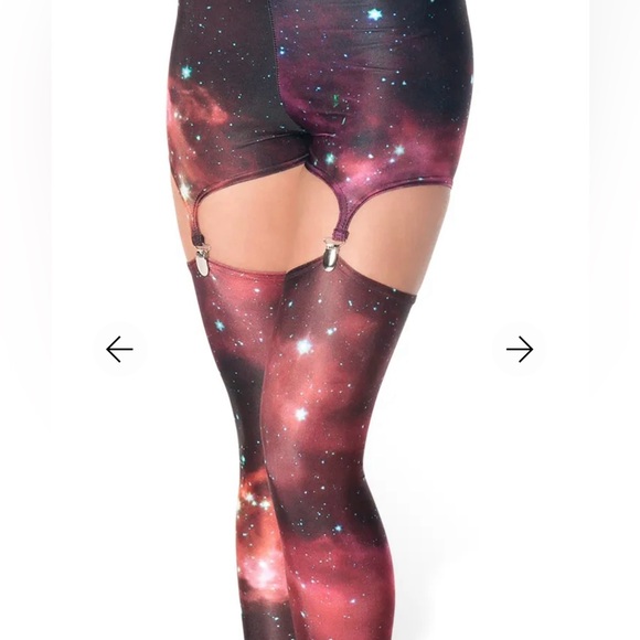 Galaxy Pink Suspender Leggings- Size Medium- Blackmilk Clothing - Picture 2 of 9
